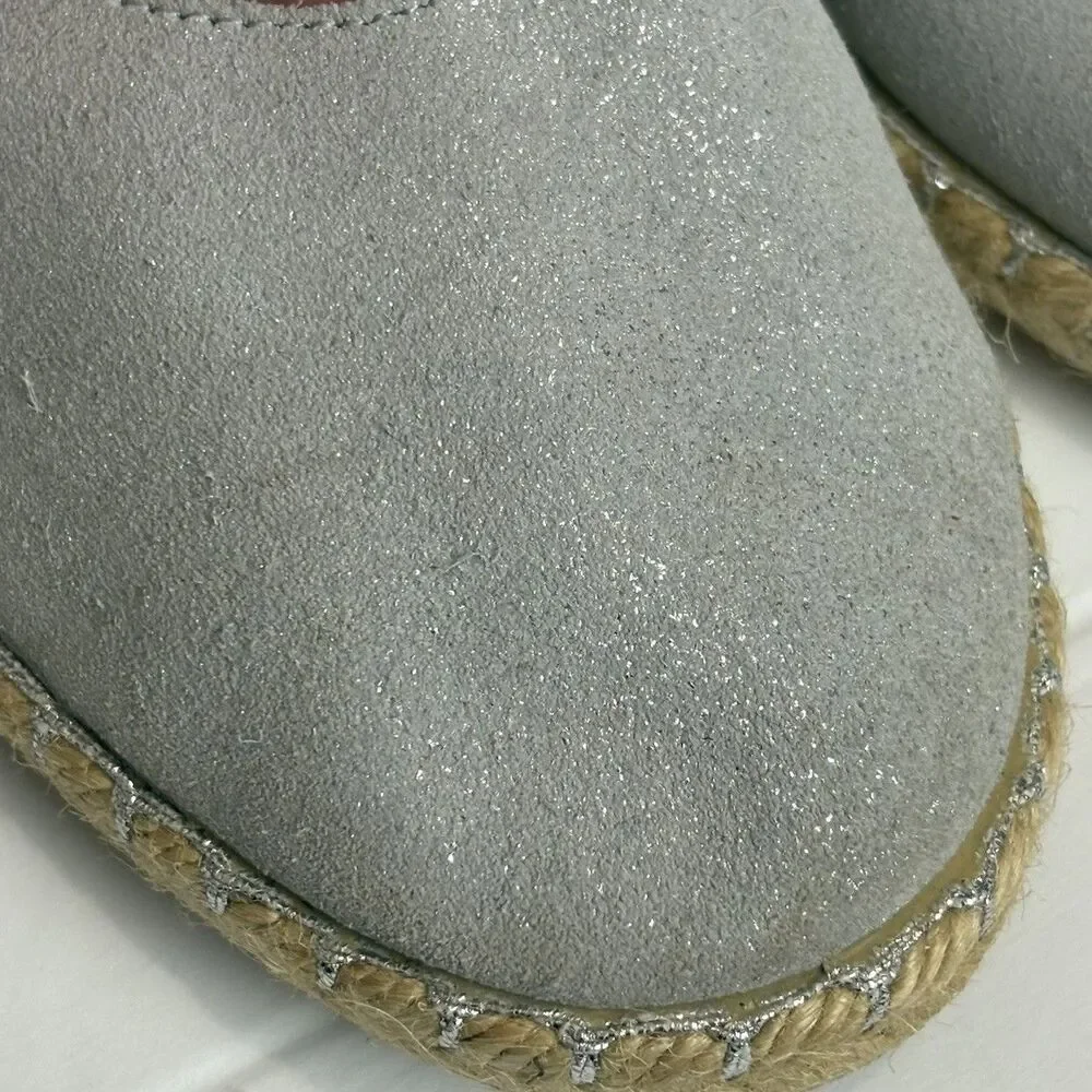 VERBENAS Carmen Leather Slip on Espadrilles Shoes Womens 40 US 9.5-10 Silver